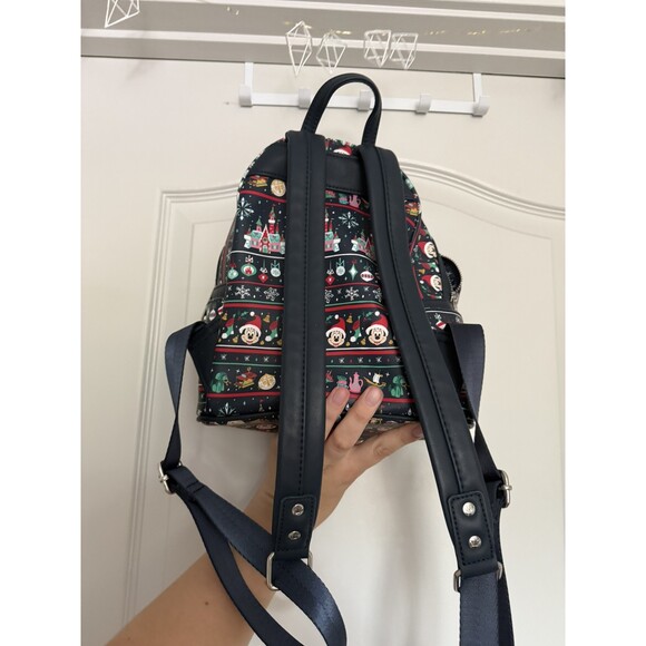 Disney Parks Loungefly Holiday Attractions Ugly Sweater Mini Backpack -Descript. - Picture 2 of 3